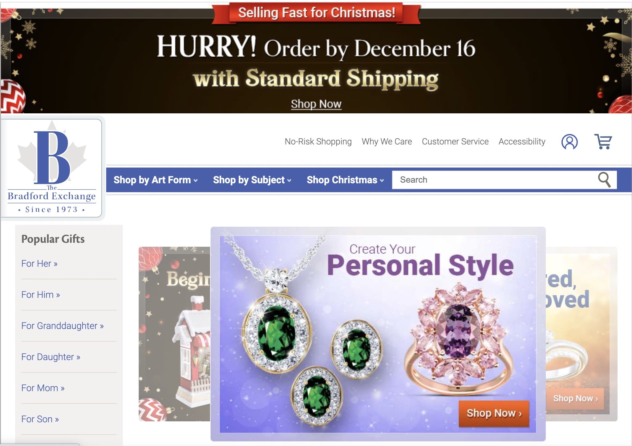 Personalized Products eCommerce: The Bradford Exchange